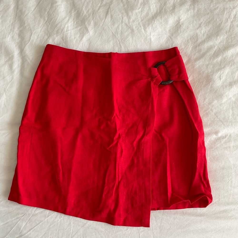 Red Linen Skirt - Forever 21